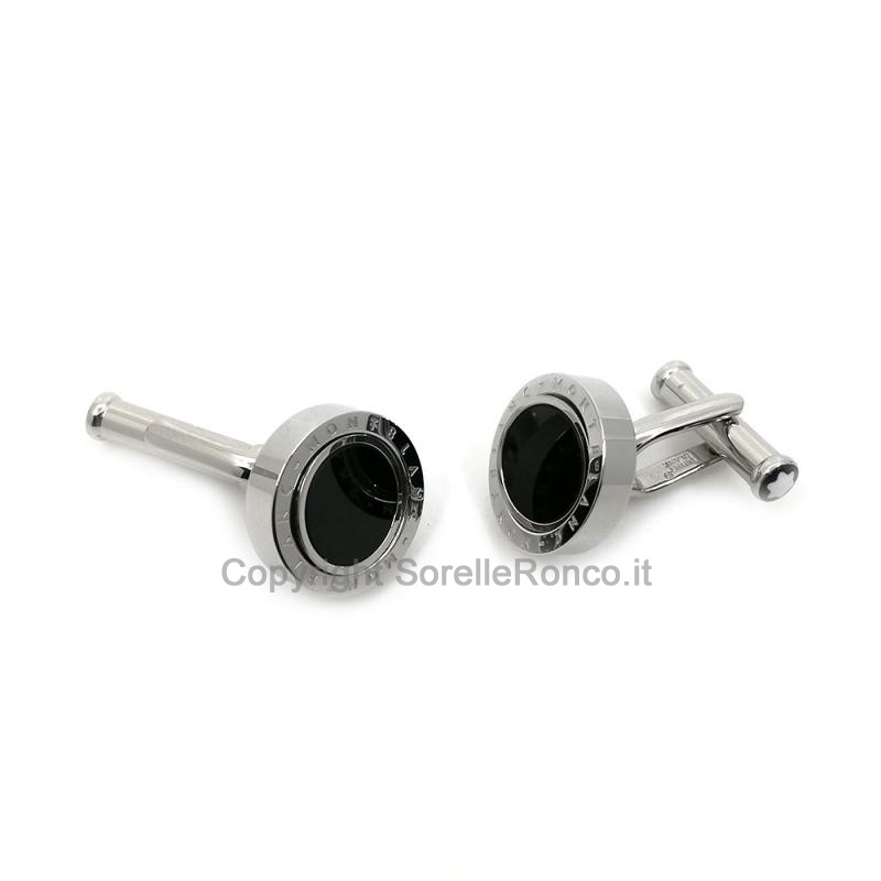 GEMELLI MONTBLANC ACCIAIO PIETRA ONICE