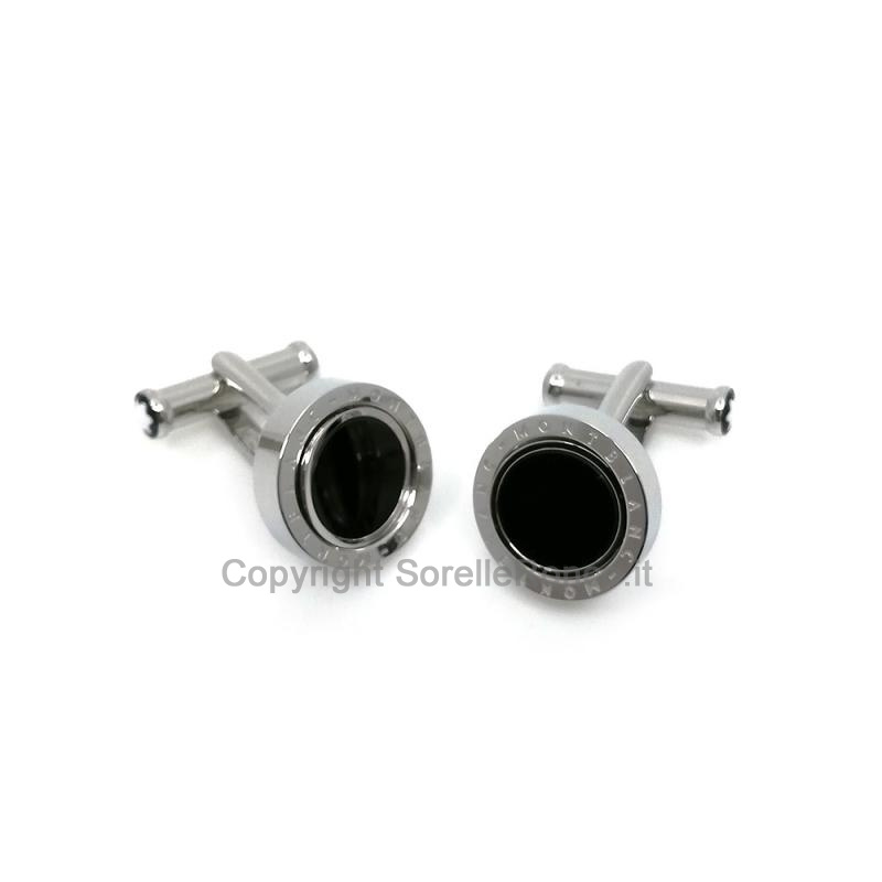 GEMELLI MONTBLANC ACCIAIO PIETRA ONICE