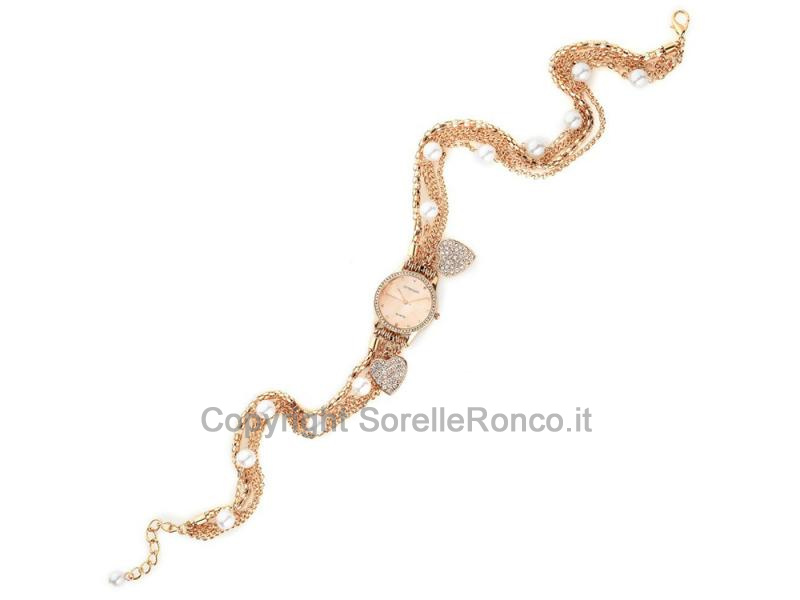 OTTAVIANI AL QUARZO ORO ROSA MULTICATENA E CHARMS
