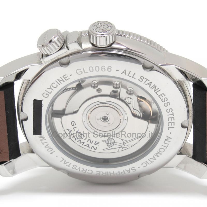 GLYCINE AIRMAN WORLD TIMER PELLE NERA 42MM