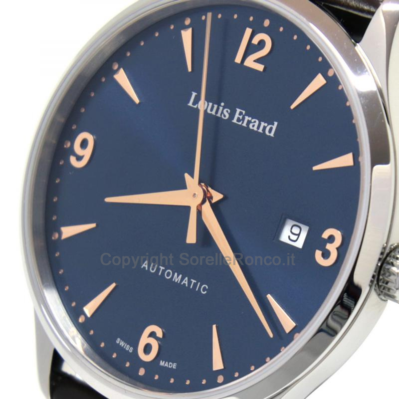 LOUIS ERARD 1931 BLU 40MM AUTO DAY DATE PELLE NERA