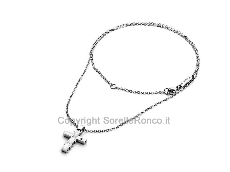 4US COLLANA ADVICE CROCE BIANCA ZIRCONI 50CM