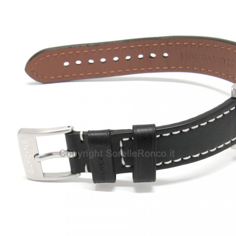 GLYCINE AIRMAN WORLD TIMER PELLE NERA 42MM
