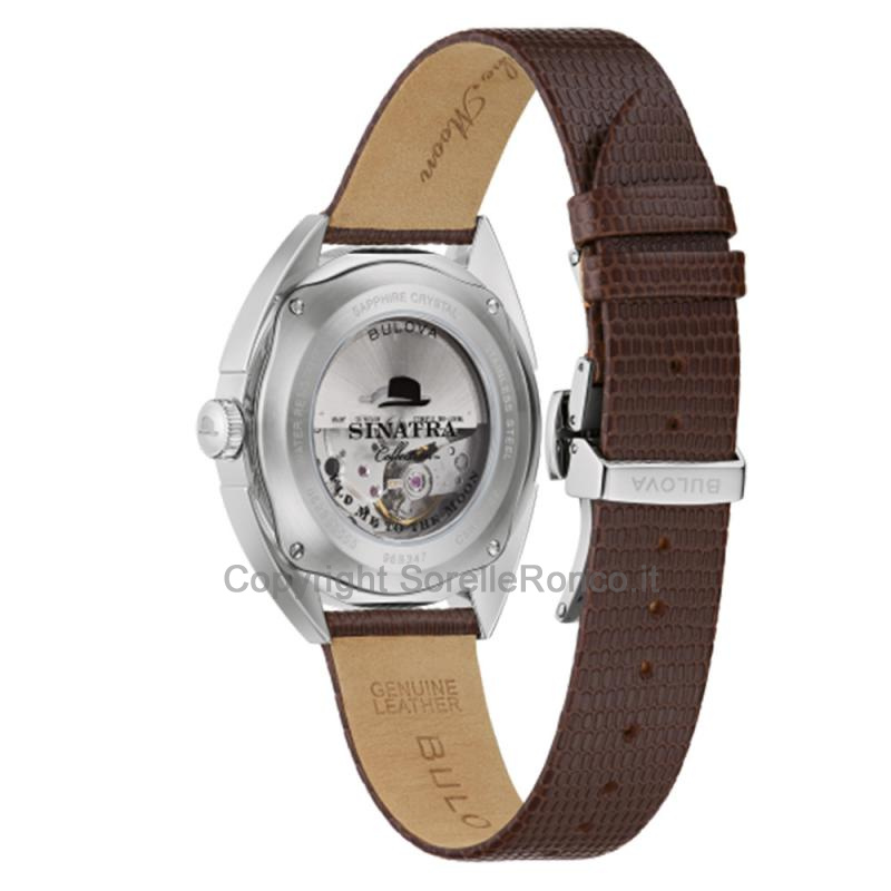 BULOVA FRANK SINATRA ARGENTO 39MM PELLE MARRONE