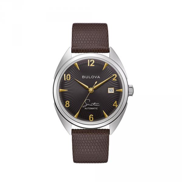 96B348 - Bulova Frank Sinatra Nero 39mm Pelle Marrone