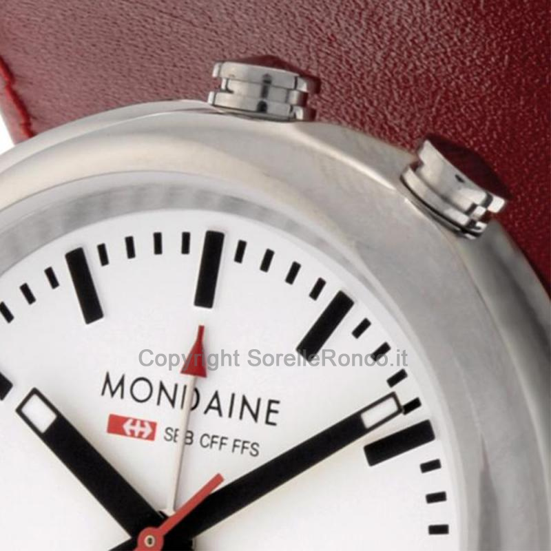 MONDAINE TRAVEL ALARM CLOCK 40MM BIANCO ACCIAIO
