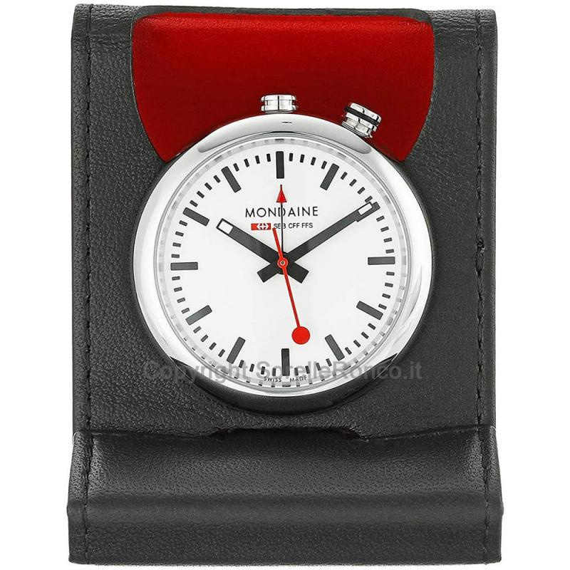 MONDAINE TRAVEL ALARM CLOCK 40MM BIANCO ACCIAIO