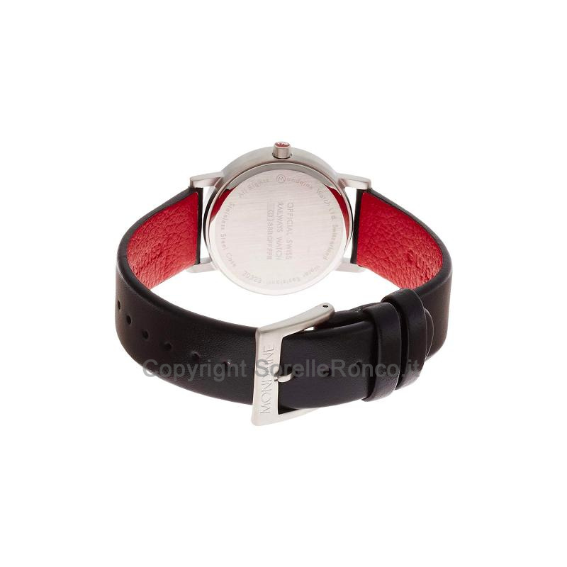 MONDAINE CLASSIC PURE BIANCO 30MM PELLE NERA/ROSSA
