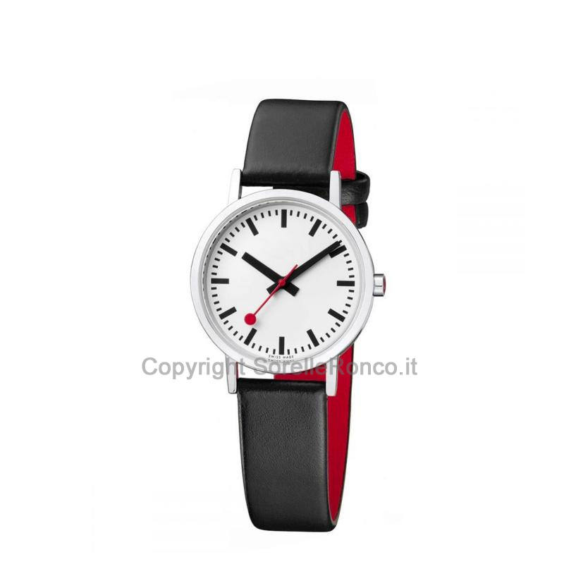 MONDAINE CLASSIC PURE BIANCO 30MM PELLE NERA/ROSSA