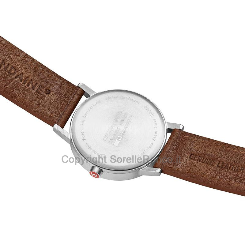 MONDAINE CLASSIC PURE BIANCO 40MM PELLE MARRONE