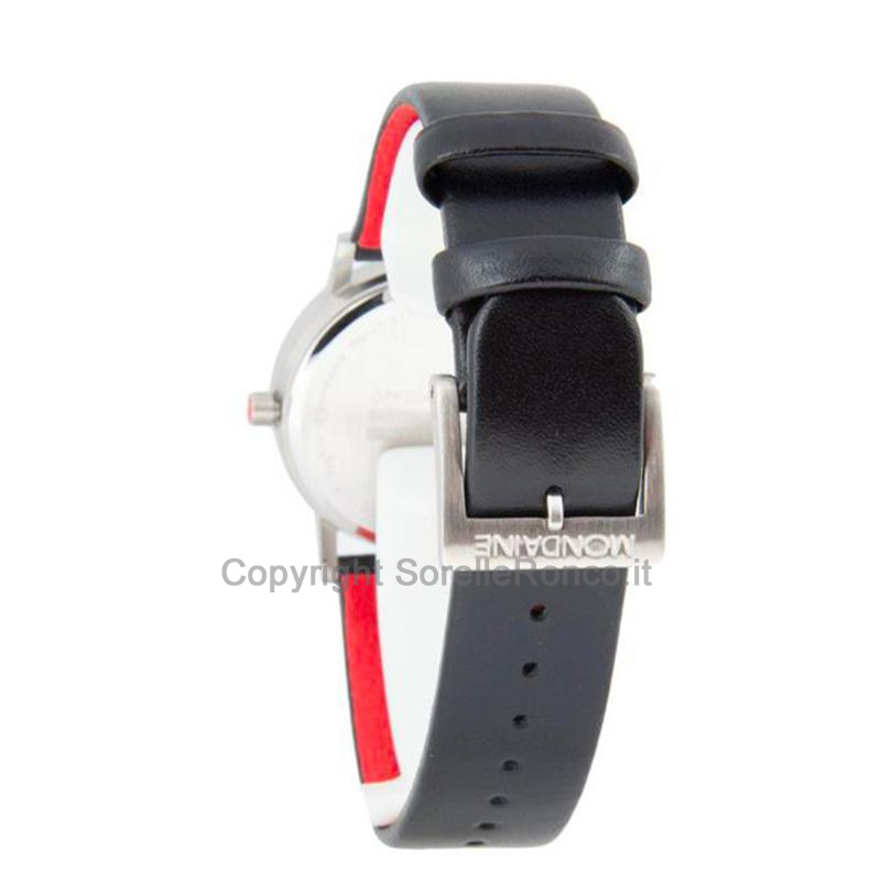 MONDAINE CLASSIC PURE BIANCO 36MM PELLE NERA/ROSSA