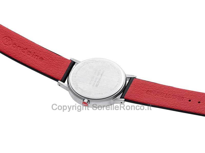 MONDAINE CLASSIC PURE BIANCO 40MM PELLE NERA/ROSSA