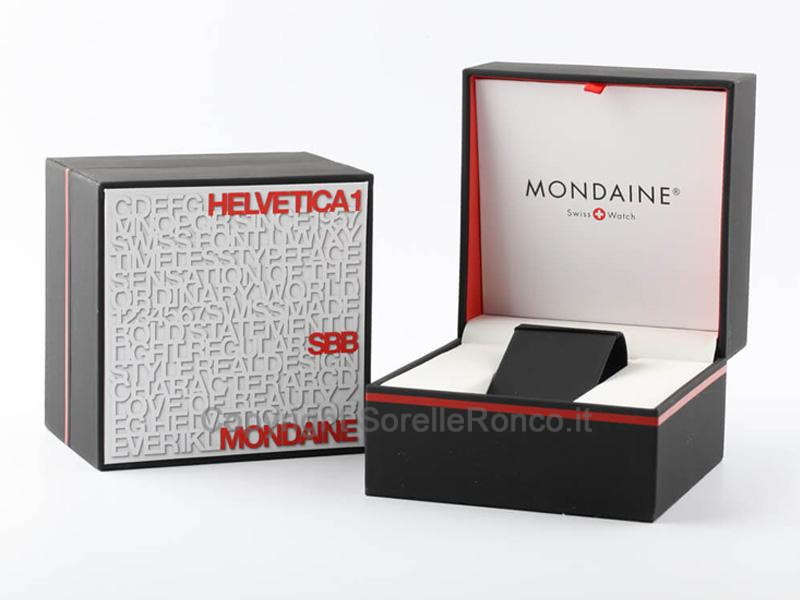 MONDAINE CLASSIC PURE BIANCO 40MM PELLE NERA/ROSSA
