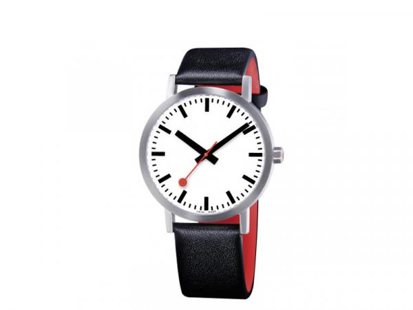 A660-30360-16OM - Mondaine Classic Pure Bianco 40mm Pelle Nera/Rossa