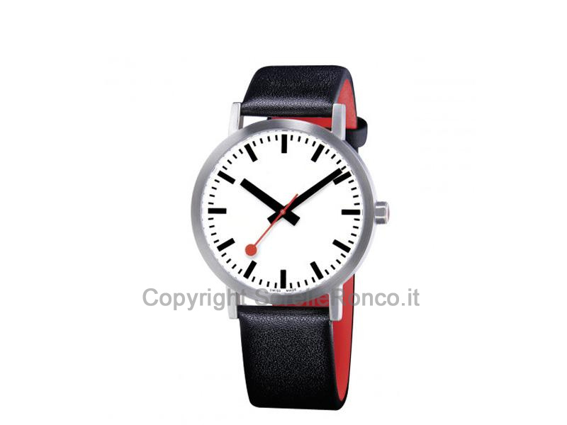 MONDAINE CLASSIC PURE BIANCO 40MM PELLE NERA/ROSSA