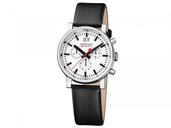 A690-30304-11SBB - Mondaine Evo Chrono 40mm Pelle Nera