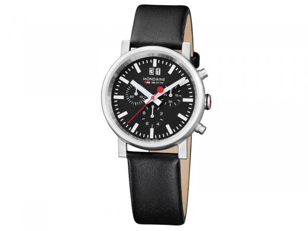 A690-30304-14SBB - Mondaine Evo Chrono 40mm Nero Pelle