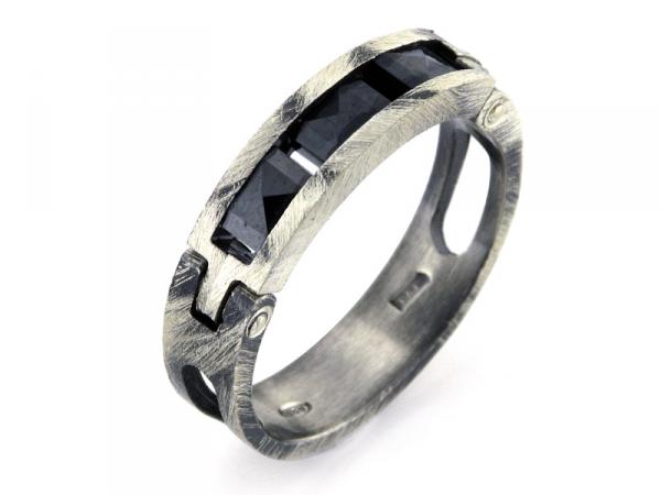 AA110F - Anello Zulian in Argento e Ceramica Nera