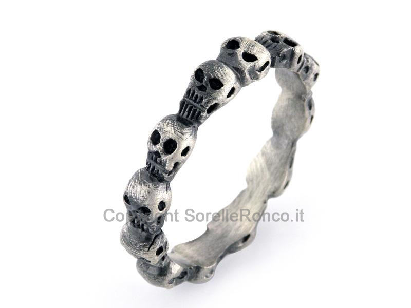 ANELLO CON TESCHI ZULIAN IN ARGENTO