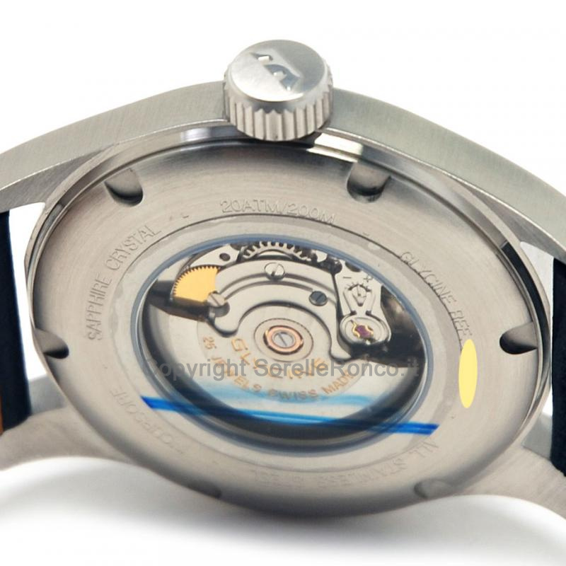 GLYCINE INCURSORE NERO PELLE 46 MM