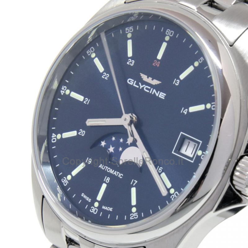 GLYCINE COMBAT CLASSIC MOONPHASE BLU 36MM