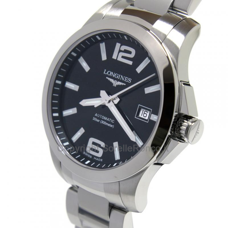 LONGINES CONQUEST ACCIAIO NERO AUTOMATICO 39MM