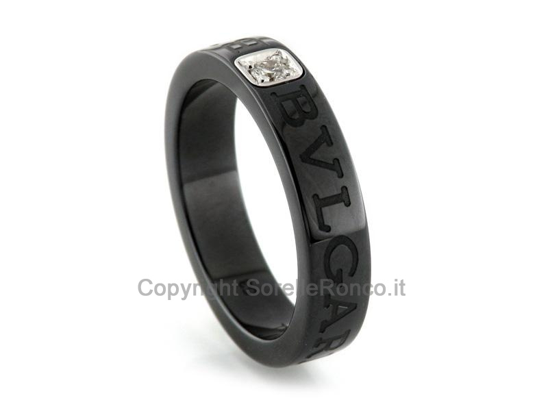 ANELLO BVLGARI CERAMICA NERA E DIAMANTE