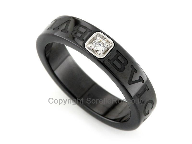 ANELLO BVLGARI CERAMICA NERA E DIAMANTE