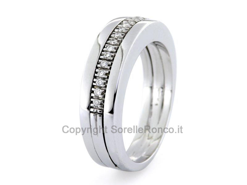 ANELLO ORO BIANCO CON DIAMANTI CT. 0.12