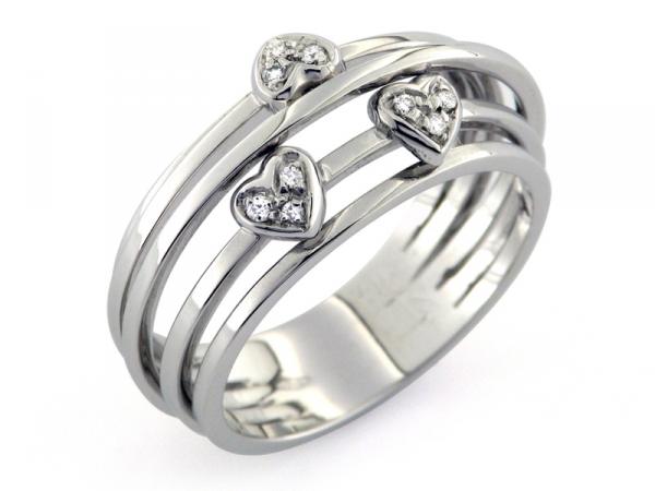 CF00640 - Anello Cuore in Oro Bianco con Diamanti