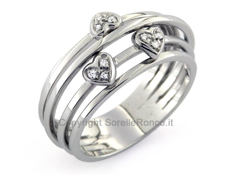 ANELLO CUORE IN ORO BIANCO CON DIAMANTI
