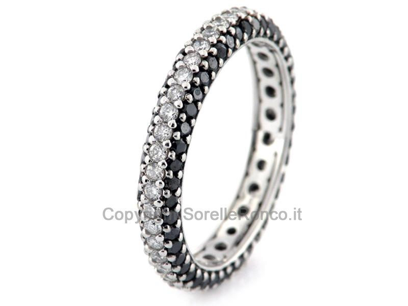 ANELLO ETERNITY DIAMANTI NERI E BIANCHI