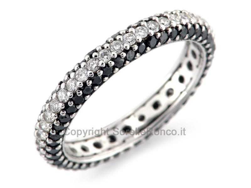 ANELLO ETERNITY DIAMANTI NERI E BIANCHI