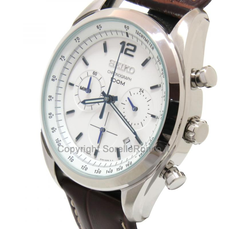 SEIKO SPORT CHRONO BIANCO 44,9MM CINTURINO PELLE