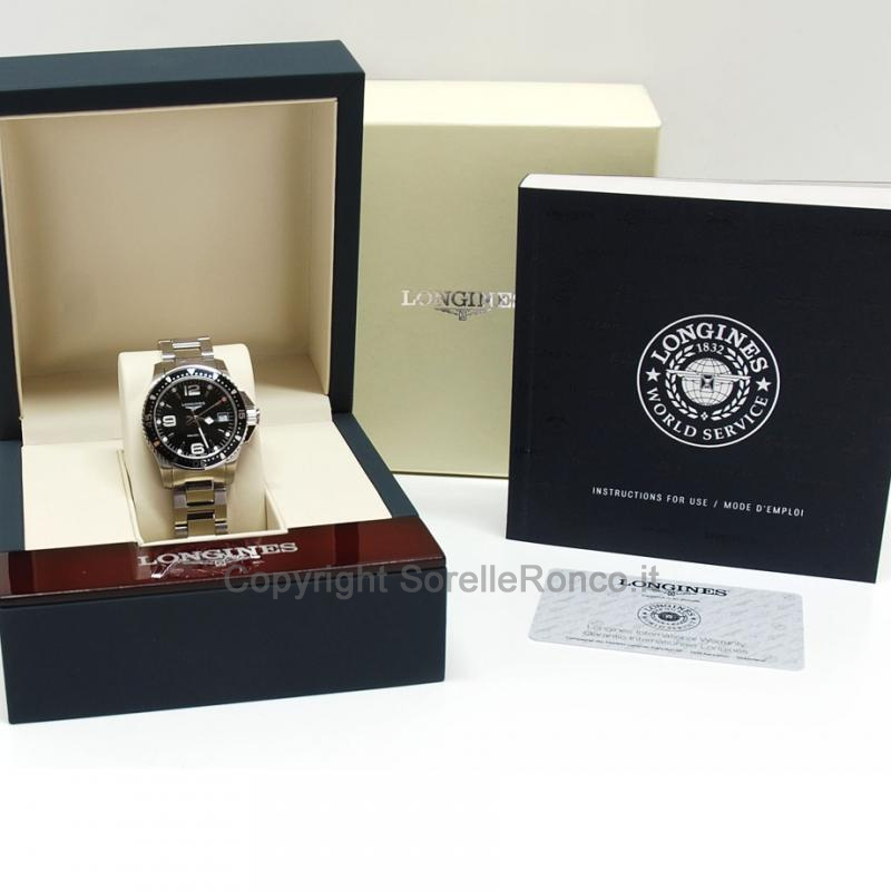 LONGINES HYDROCONQUEST 34MM QUARZO NERO ACCIAIO