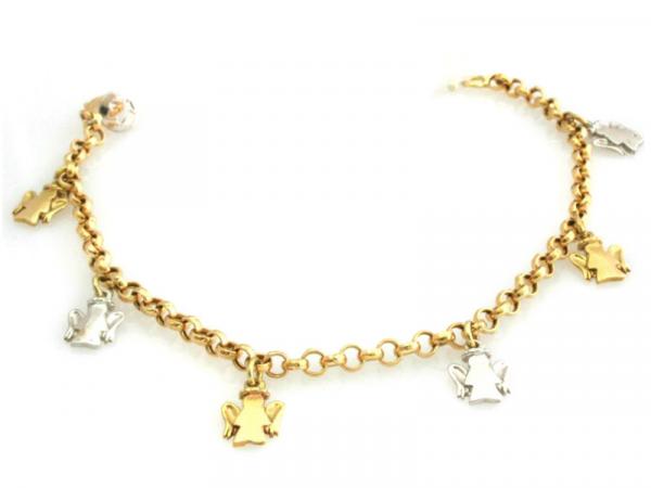 BR146 - Bracciale Angeli Oro Bianco e Giallo