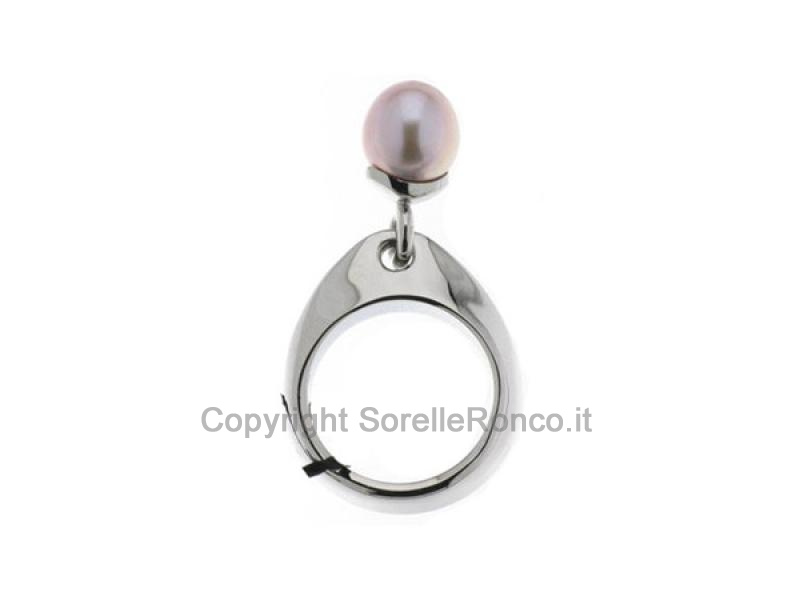 ANELLO BREIL STONES ACCIAIO PERLA ROSA