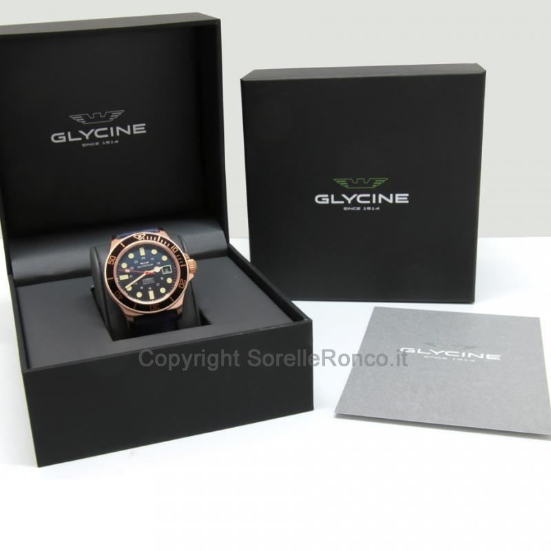 GLYCINE COMBAT SUB BLU E NERO 42MM TESSUTO
