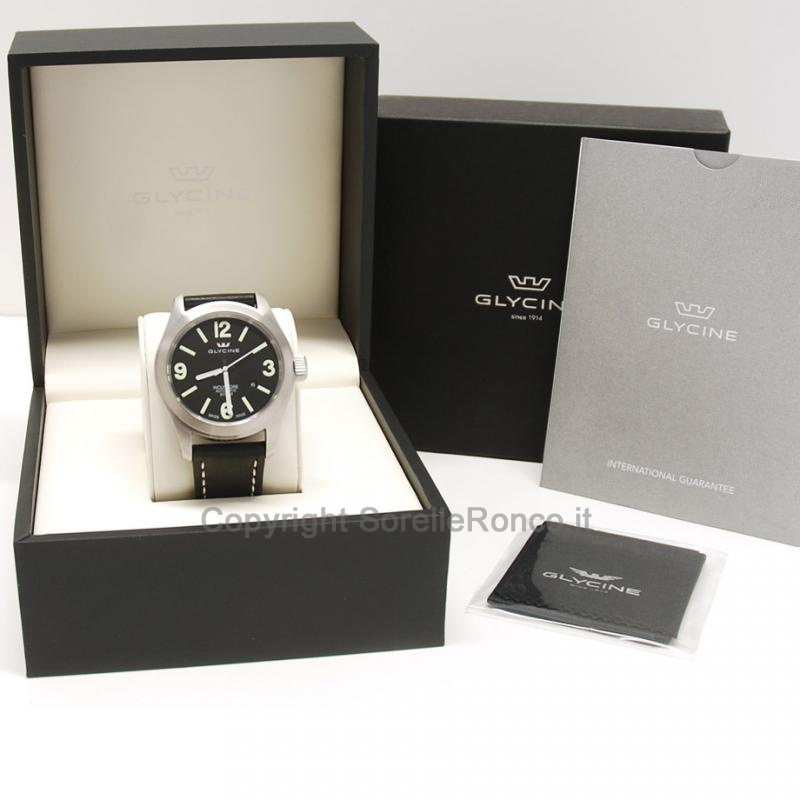GLYCINE INCURSORE NERO PELLE 46 MM
