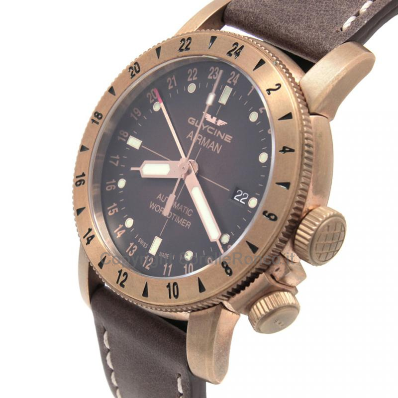 GLYCINE AIRMAN WORLD TIMER BRONZE 44MM
