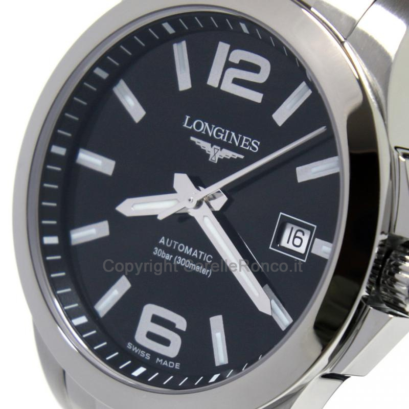 LONGINES CONQUEST ACCIAIO NERO AUTOMATICO 39MM