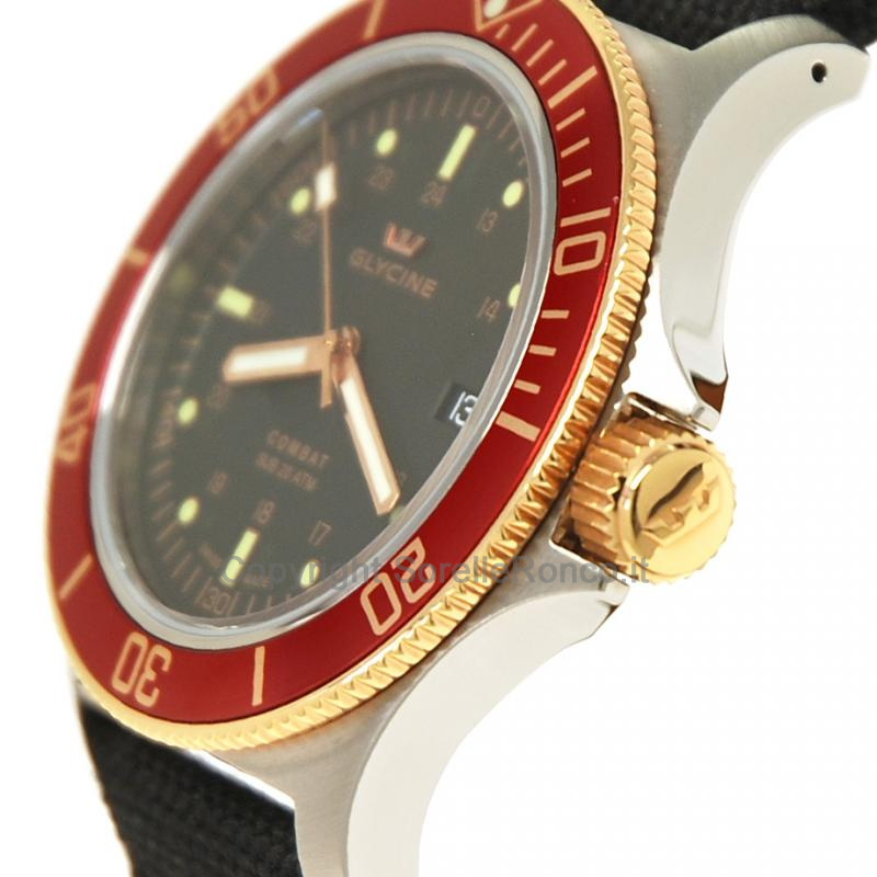 GLYCINE COMBAT SUB ROSSO E NERO 42MM