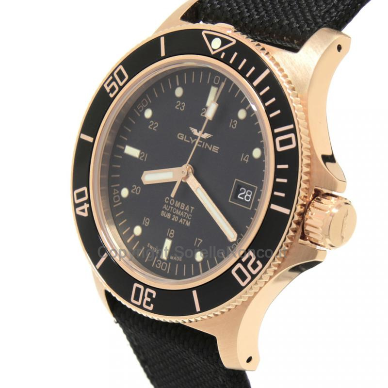 GLYCINE COMBAT SUB NERO E GIALLO 42MM