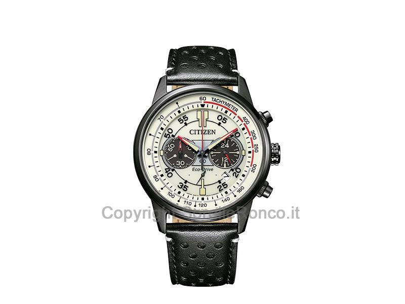 CITIZEN OF COLLECTION CHRONO BEIGE 42MM PELLE NERA