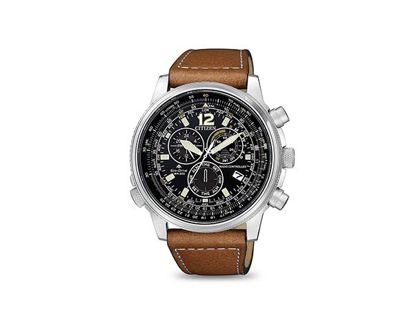 CB5860-27E - Orologio Citizen Radio Nero Pelle Marrone 45mm