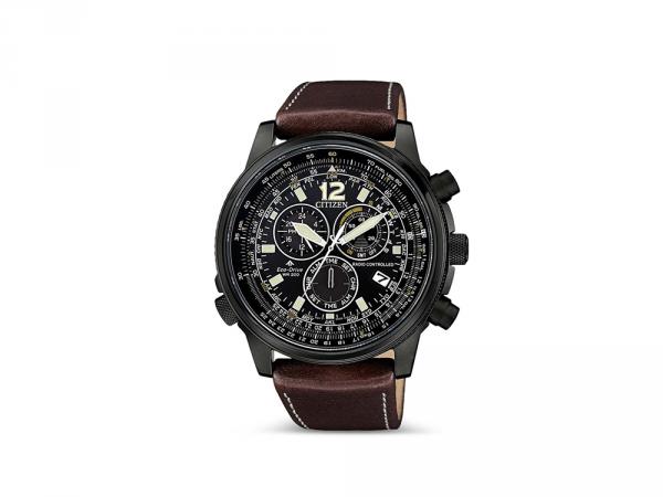 CB5865-15E - Orologio Citizen Radio Nero Pelle Marrone 45mm