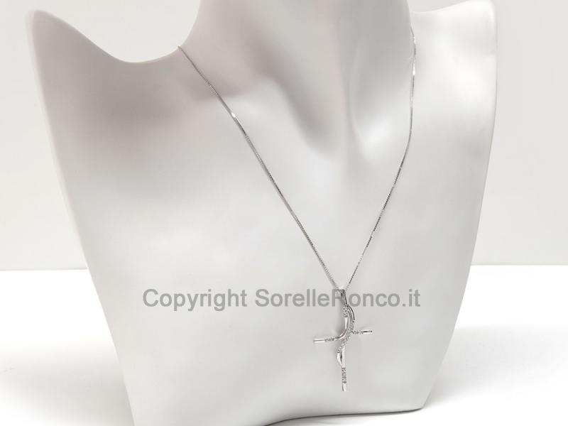 COLLANA ORO CROCE CON ZIRCONI