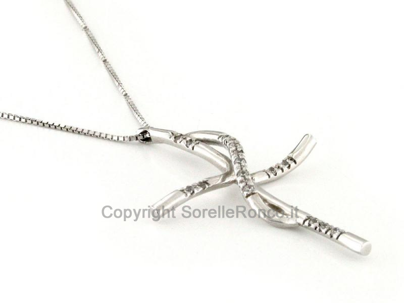 COLLANA ORO CROCE CON ZIRCONI