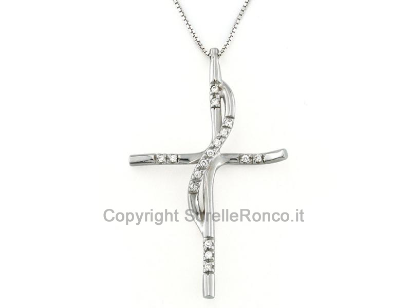 COLLANA ORO CROCE CON ZIRCONI