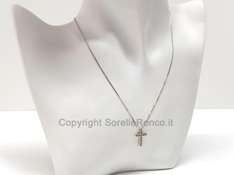 COLLANA ORO CROCE ZIRCONI GIALLI
